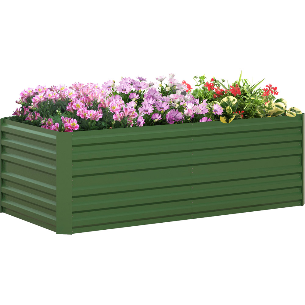 Outsunny Green Galvanised Steel Outdoor Raised Garden Bed with Reinforced Rods Image 1