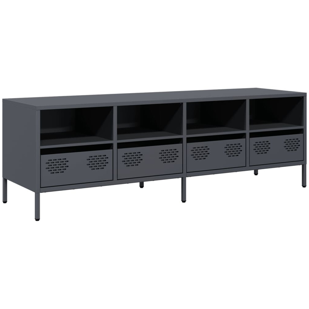 vidaXL 4 Drawer 4 Shelf Anthracite Steel TV Cabinet Image 2