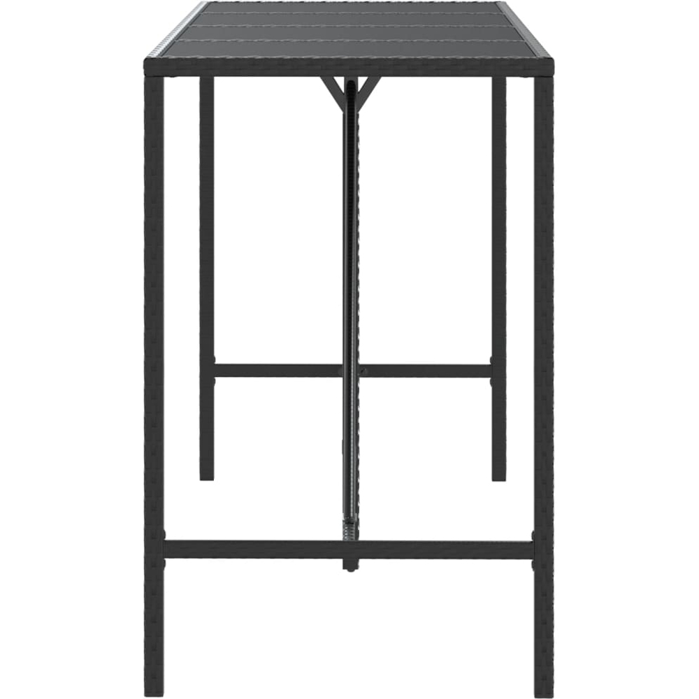 vidaXL Black Polyrattan Glass Top Bar Table 110 x 70 x 180cm Image 3