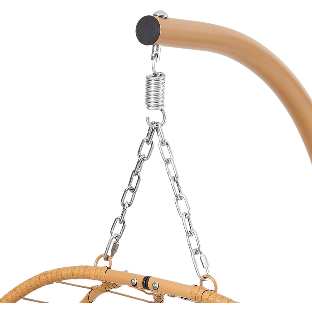 Living and Home Beige and Yellow Adjustable Swing Hanging Egg Chair with Headrest and Cushions Image 5