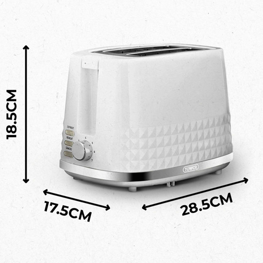 Tower T20082WHT Solitaire White 2 Slice Toaster Image 7