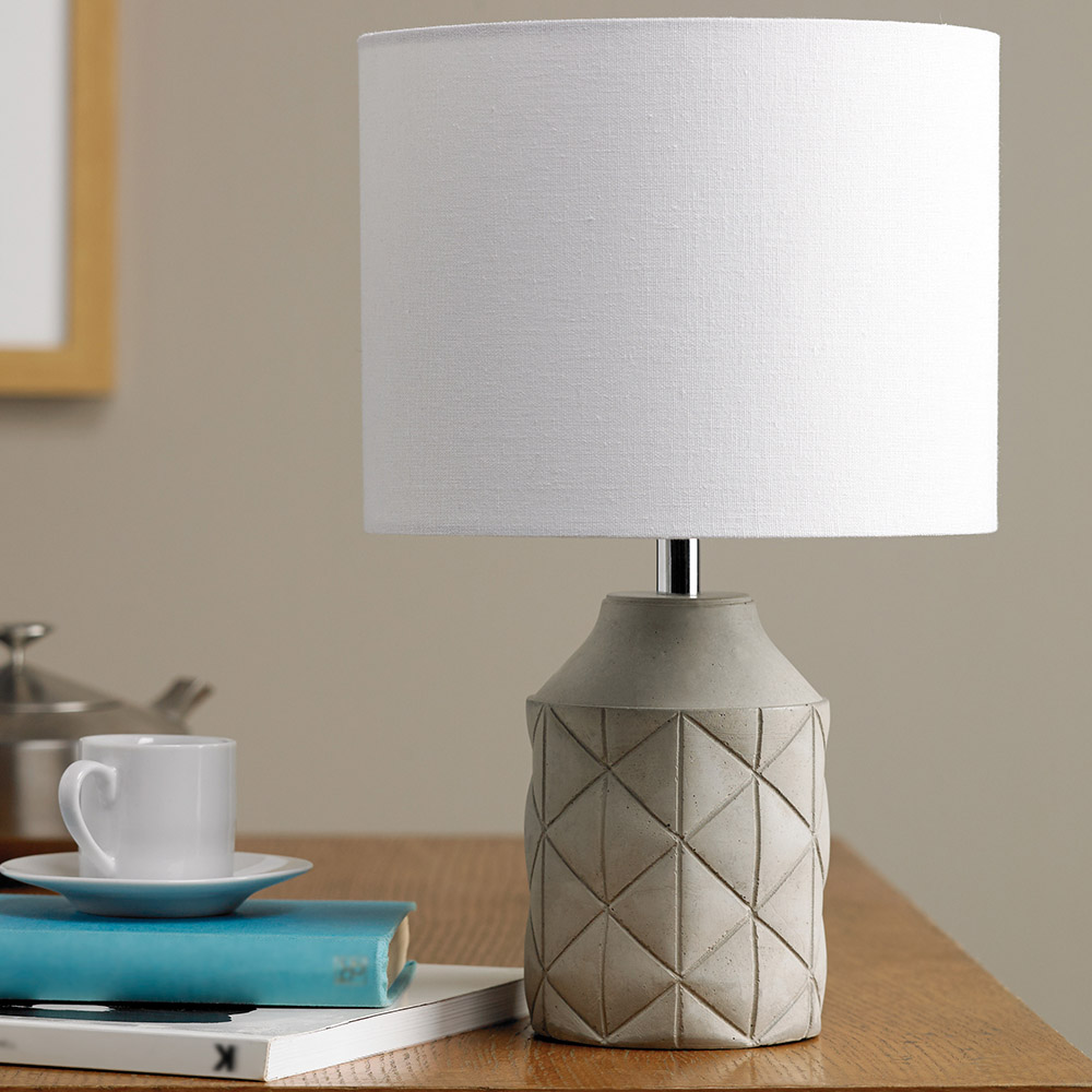 Luca Table Lamp Grey | White Shade Image 2