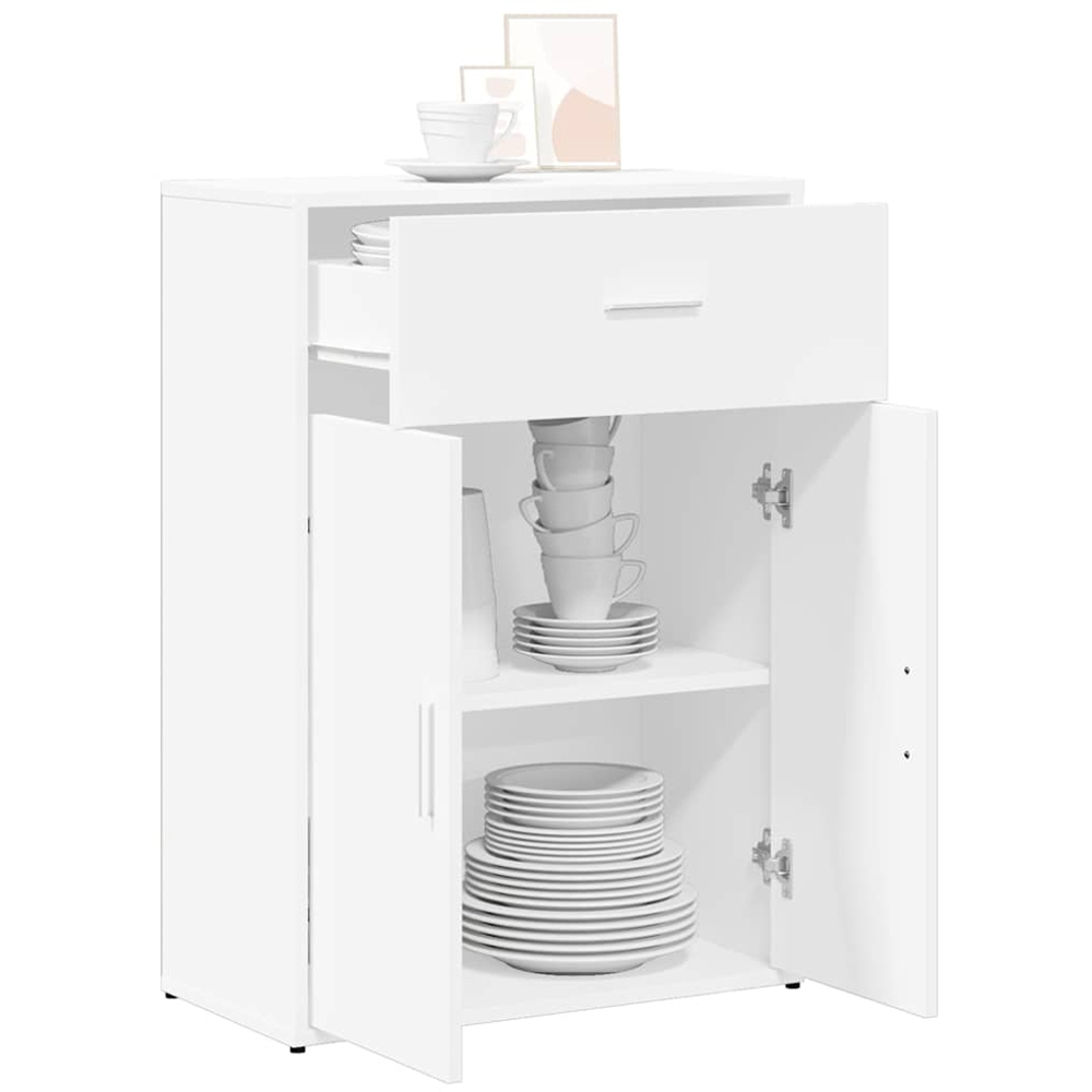 vidaXL 2 Door Single Drawer White Sideboard Image 3