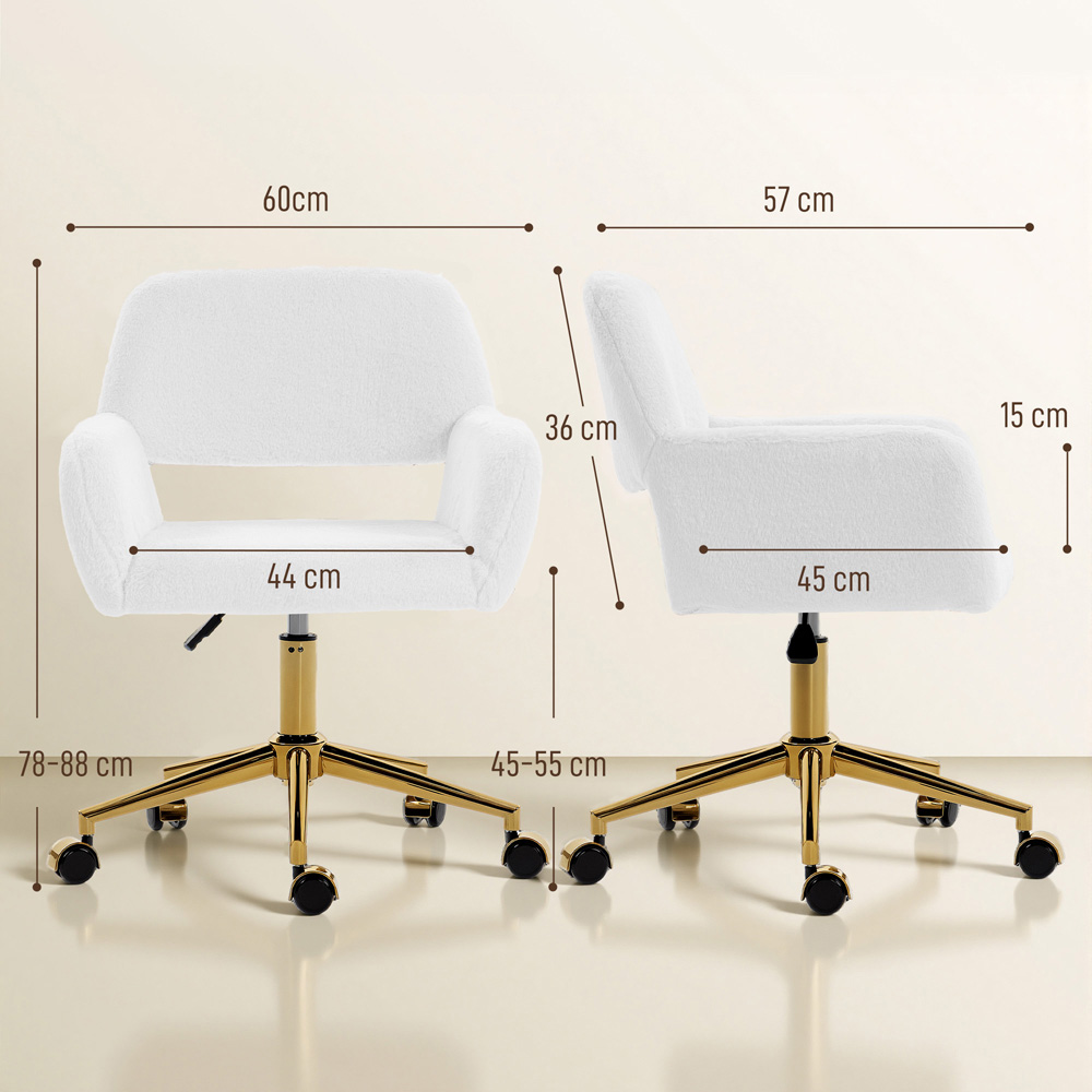 Portland White Faux Fur Height Adjustable Swivel Office Chair Image 9