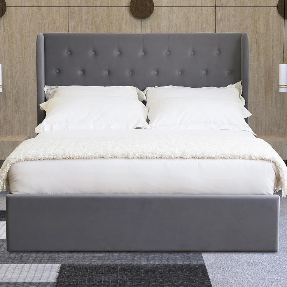 Harriet Double Grey Fabric Ottoman Bed