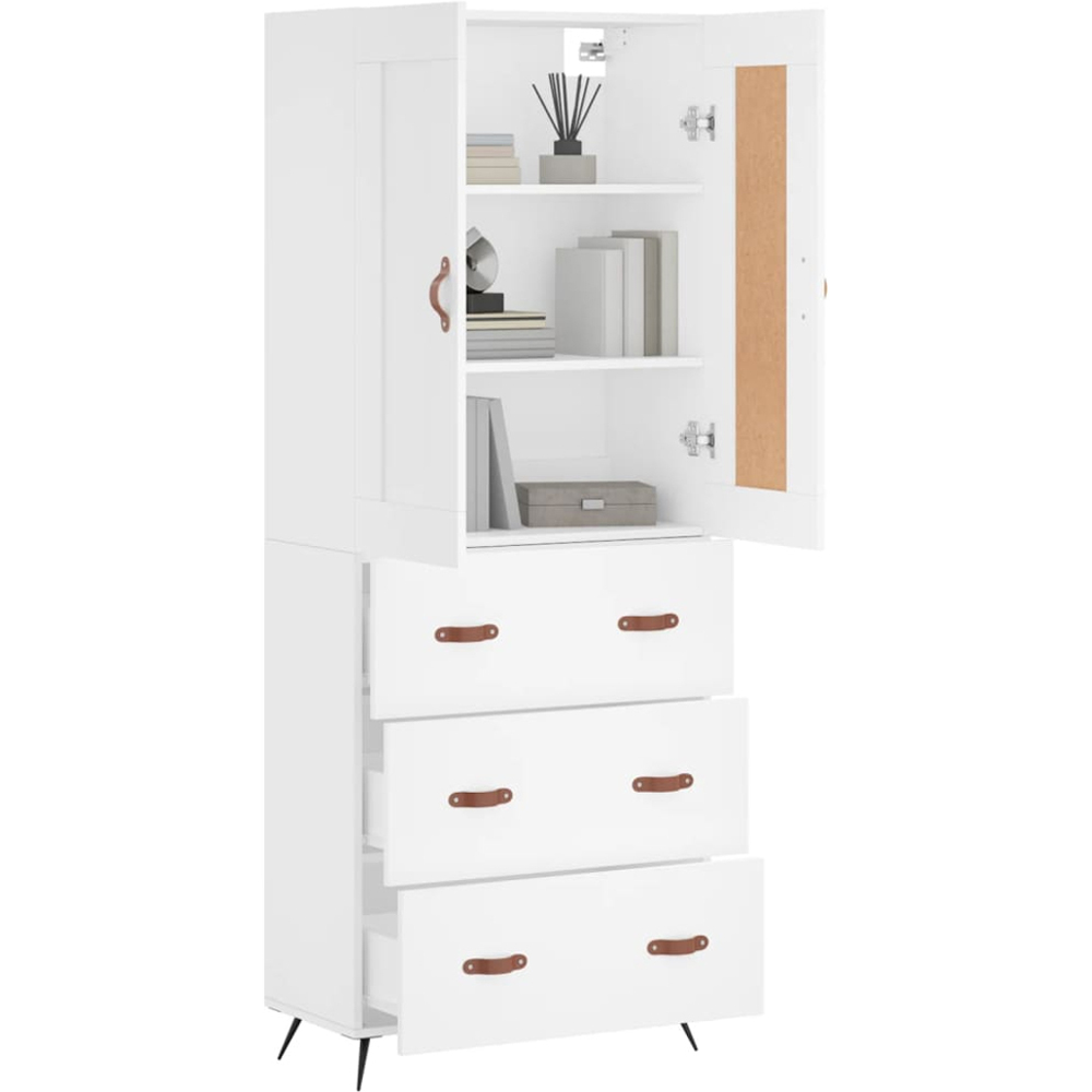 vidaXL 2 Door 3 Drawer White Slim Highboard Image 3