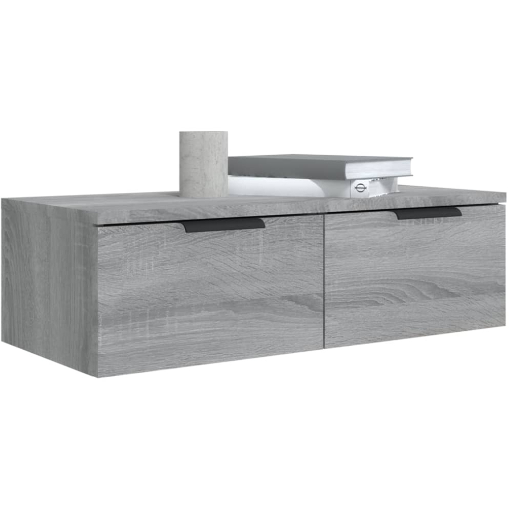 vidaXL 2 Drawer Grey Sonoma Oak Wall Cabinet 2 Pack Image 4