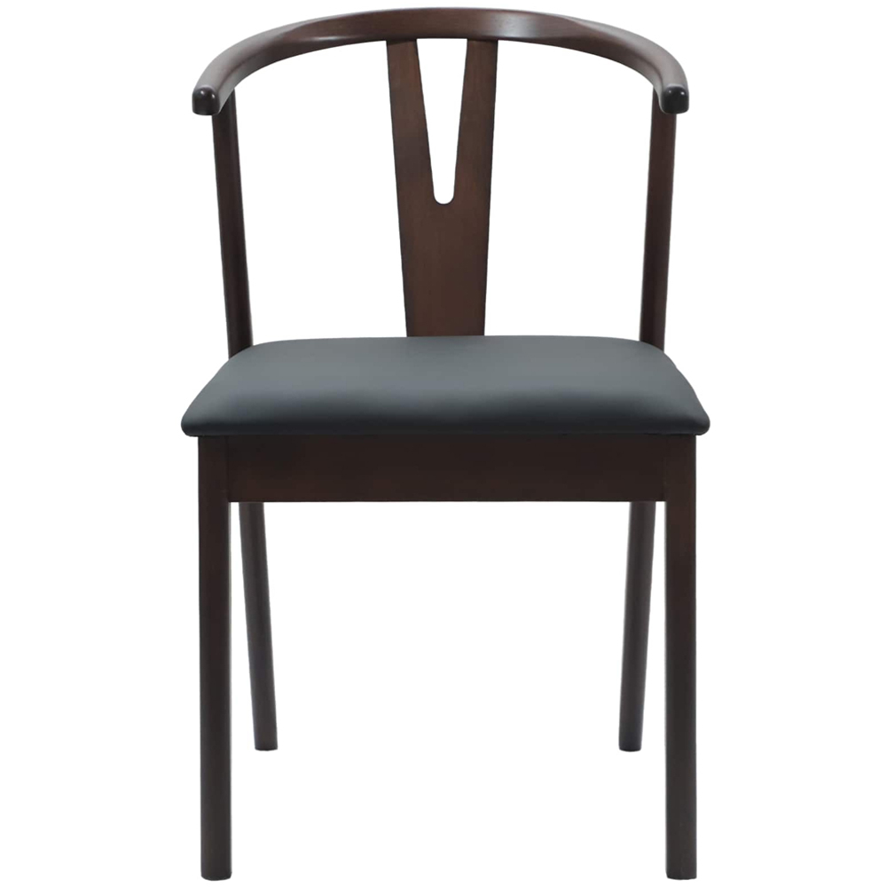 vidaXL Set of 2 Light Brown and Black Rubberwood Dining Chairs Image 3