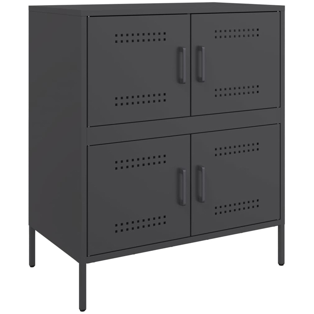 vidaXL 4 Door Black Wooden Sideboard Image 2