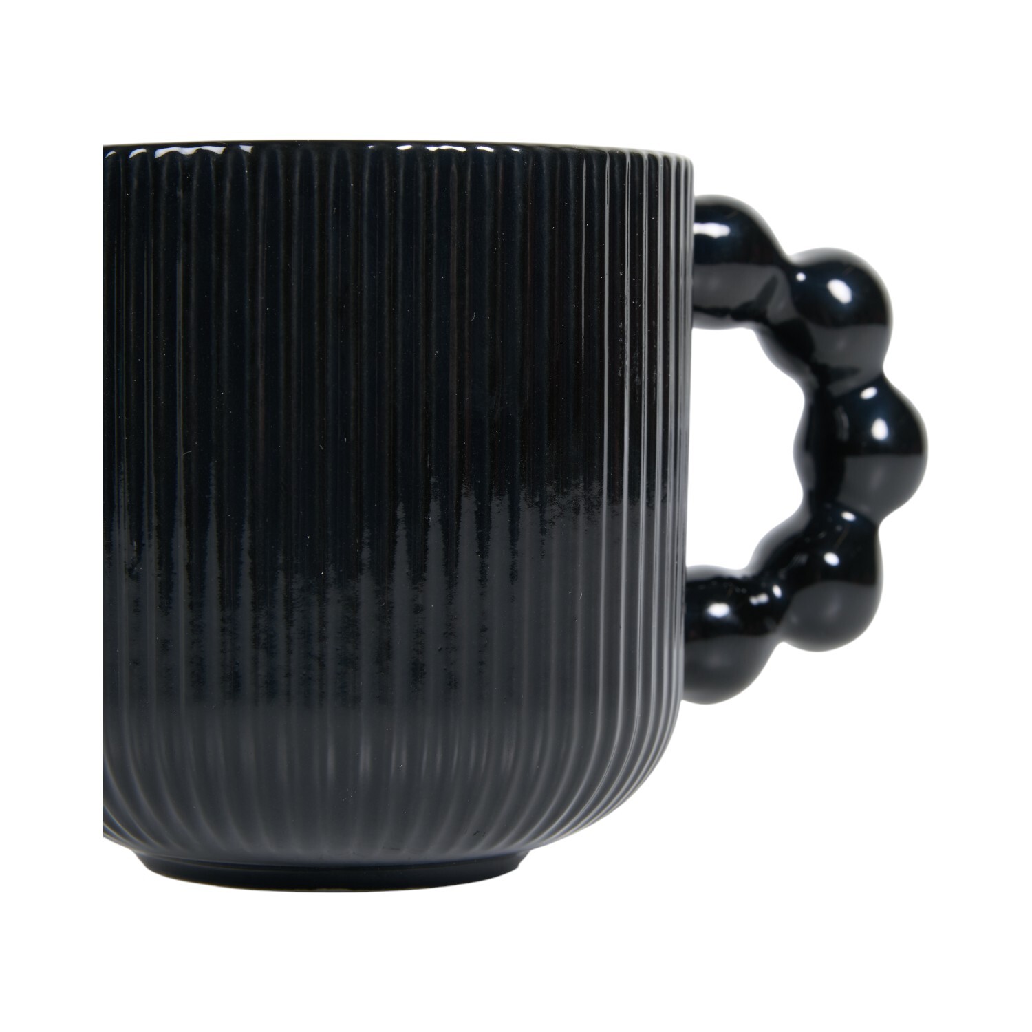 Ribbed Bobble Handle Mug Black or White Image 5