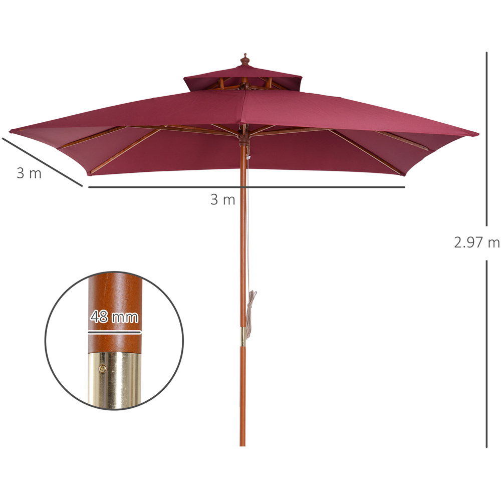 Outsunny Wine Red Bamboo Parasol 3m Image 7