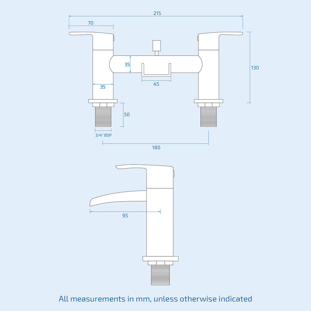 Nes Home Corry Waterfall Chrome Bath Shower Mixer Tap Image 3