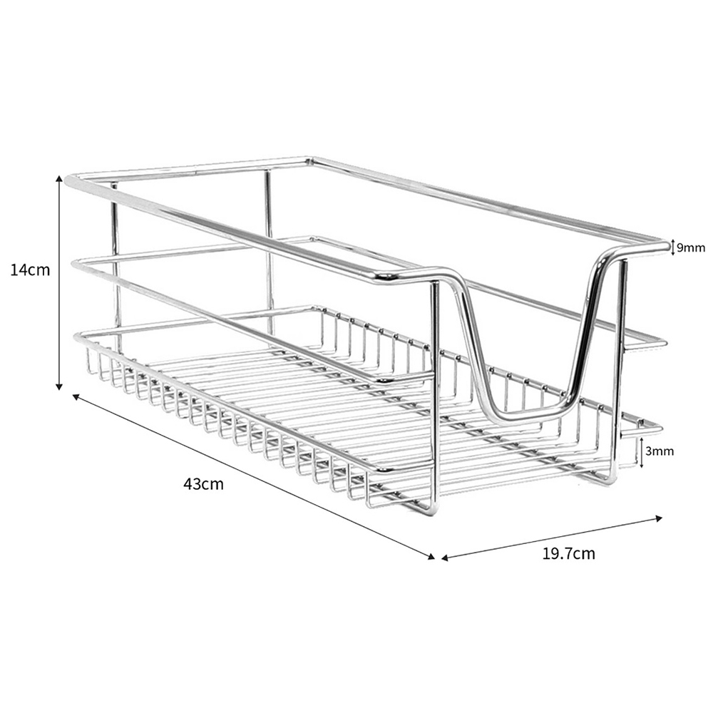 Kukoo Silver Chrome Coated Steel Wide Cabinet Basket 5 Pack Image 5