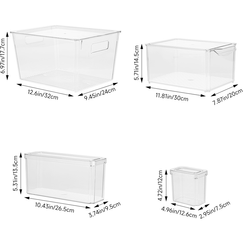 Living and Home Clear Stackable Fridge Organiser Storage Box Set 8 Pack Image 8
