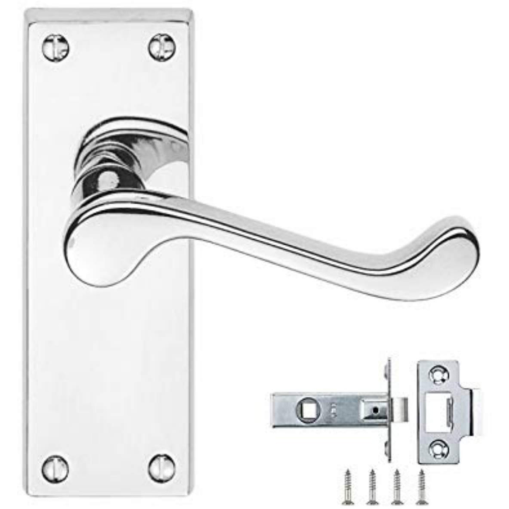 Golden Grace Polished Chrome Victorian Scroll Latch Door Handle 10 Pack Image
