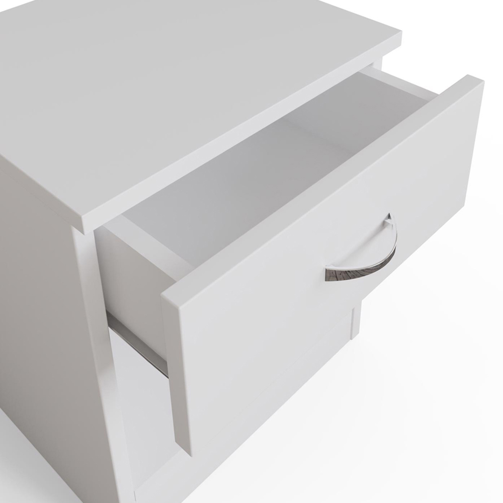 FWStyle Promo Single Drawer White Modern Bedside Table Set of 2 Image 4