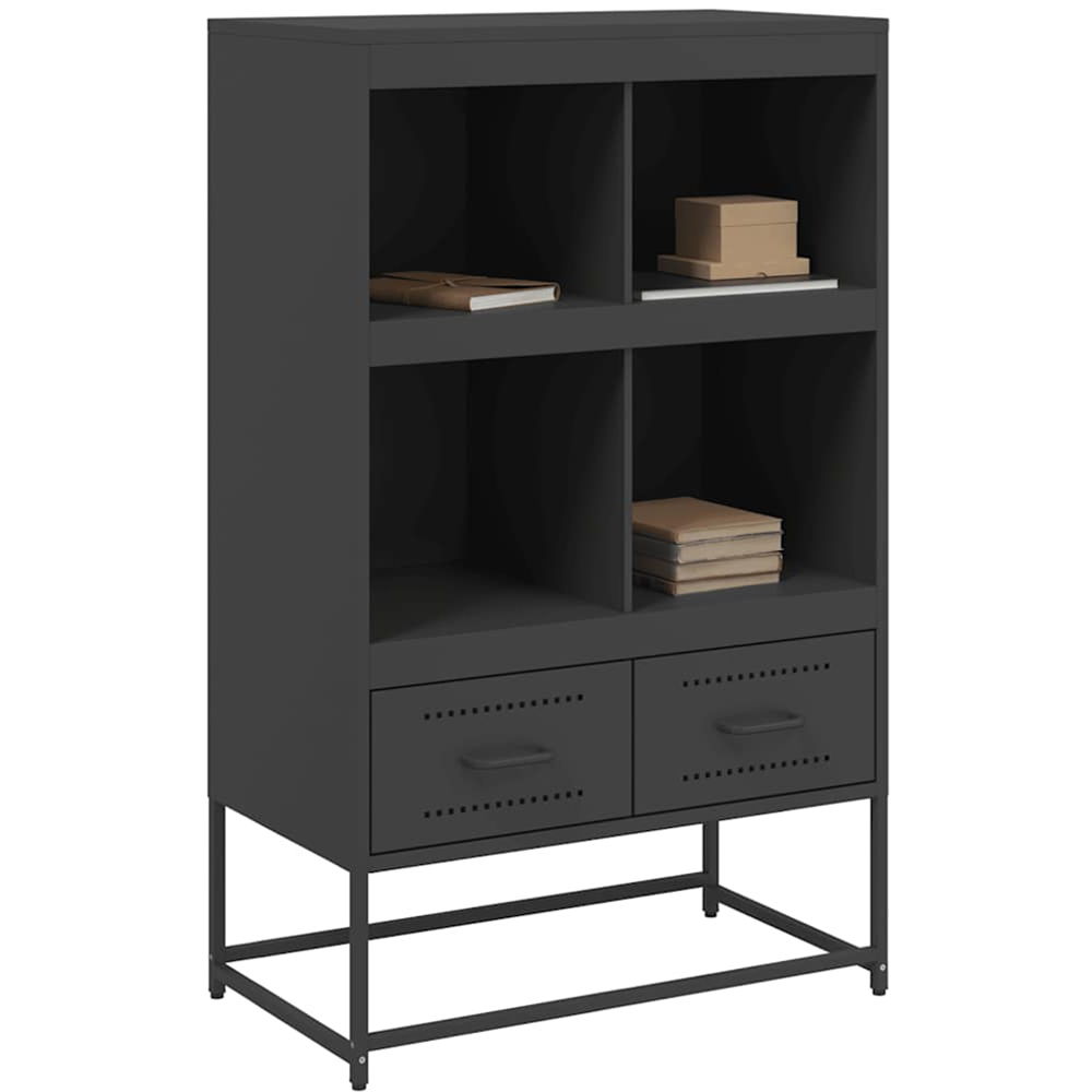 vidaXL 2 Drawer 4 Shelf Black Highboard Image 7