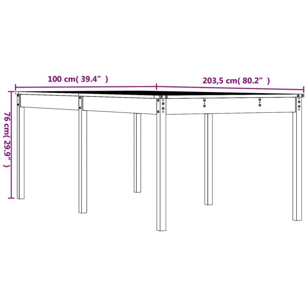 vidaXL 8 Seater Solid Douglas Wood Garden Dining Table Natural Image 7