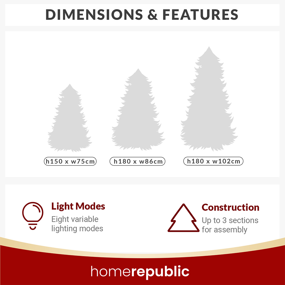 Noel Square Warm White LED Xmas Half Tree 5.9ft Image 6