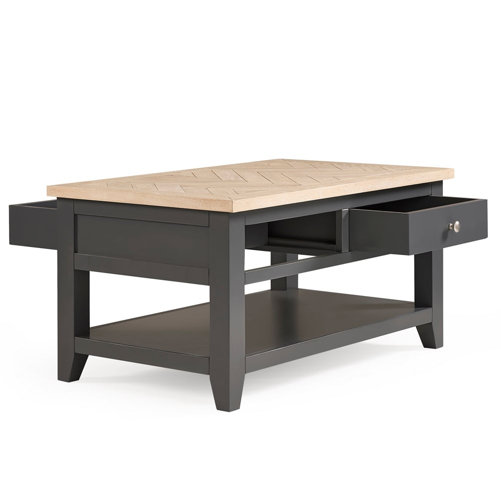 Julian Bowen Bordeaux 2 Drawer Dark Grey Coffee Table Image 4