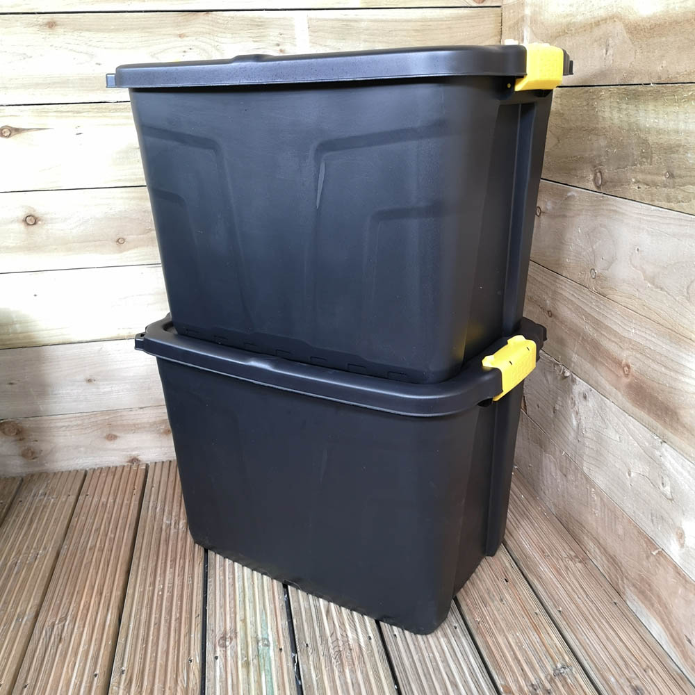 Samuel Alexander 60L Black Heavy Duty Lockable Storage Tub 2 Pack Image 2