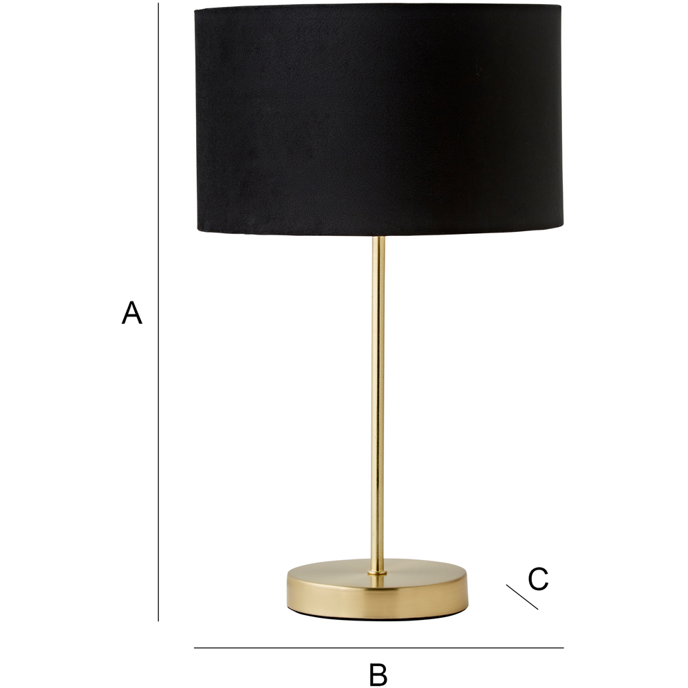 ValueLights Charlie Metallic and Black Velvet Shade Gold Table Lamp and Bulb Image 8
