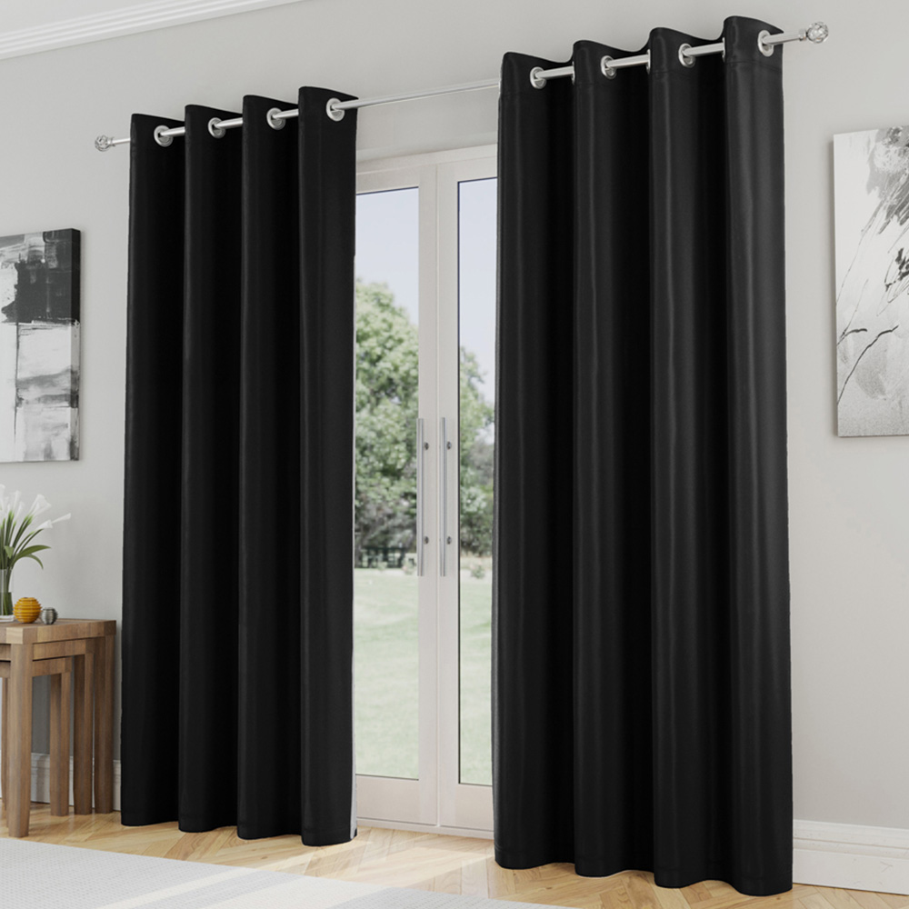 Enhanced Living Supersoft Black Blackout Eyelet Thermal Curtains 168 x 229cm Image 1