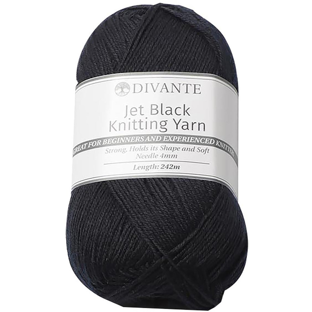 Divante Jet Black Basic Knitting Yarn 100g Image