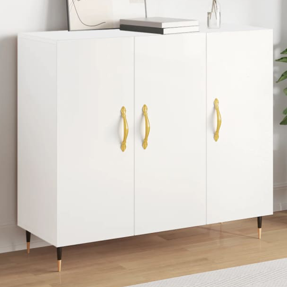 vidaXL 3 Door White Sideboard Image 1