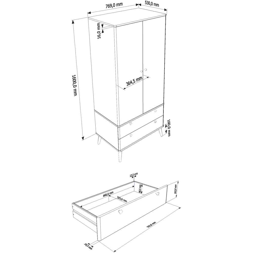 Core Products Augusta Curve 2 Door 2 Drawer Wardrobe Image 5