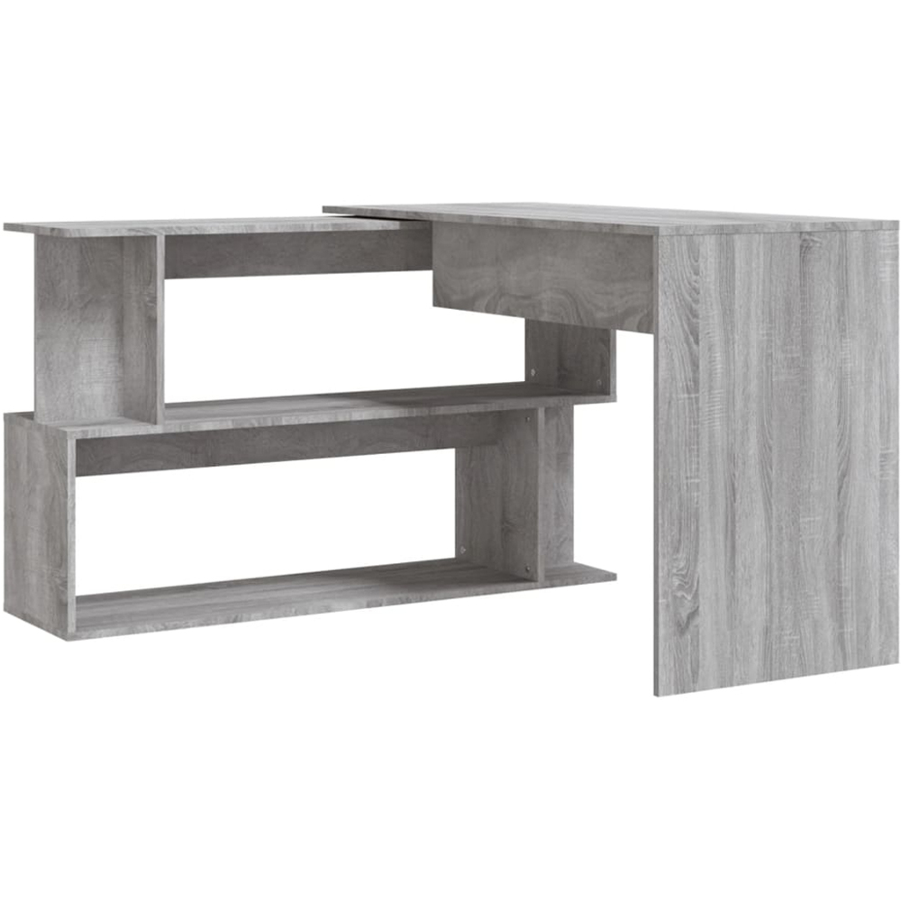 vidaXL 2 Shelf L-Shaped Modern Corner Desk Grey Sonoma Image 5