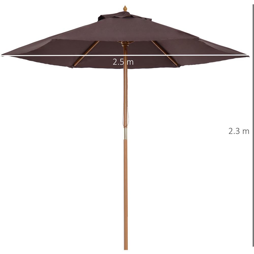 Outsunny Coffee Wooden Parasol 2.5m Image 7