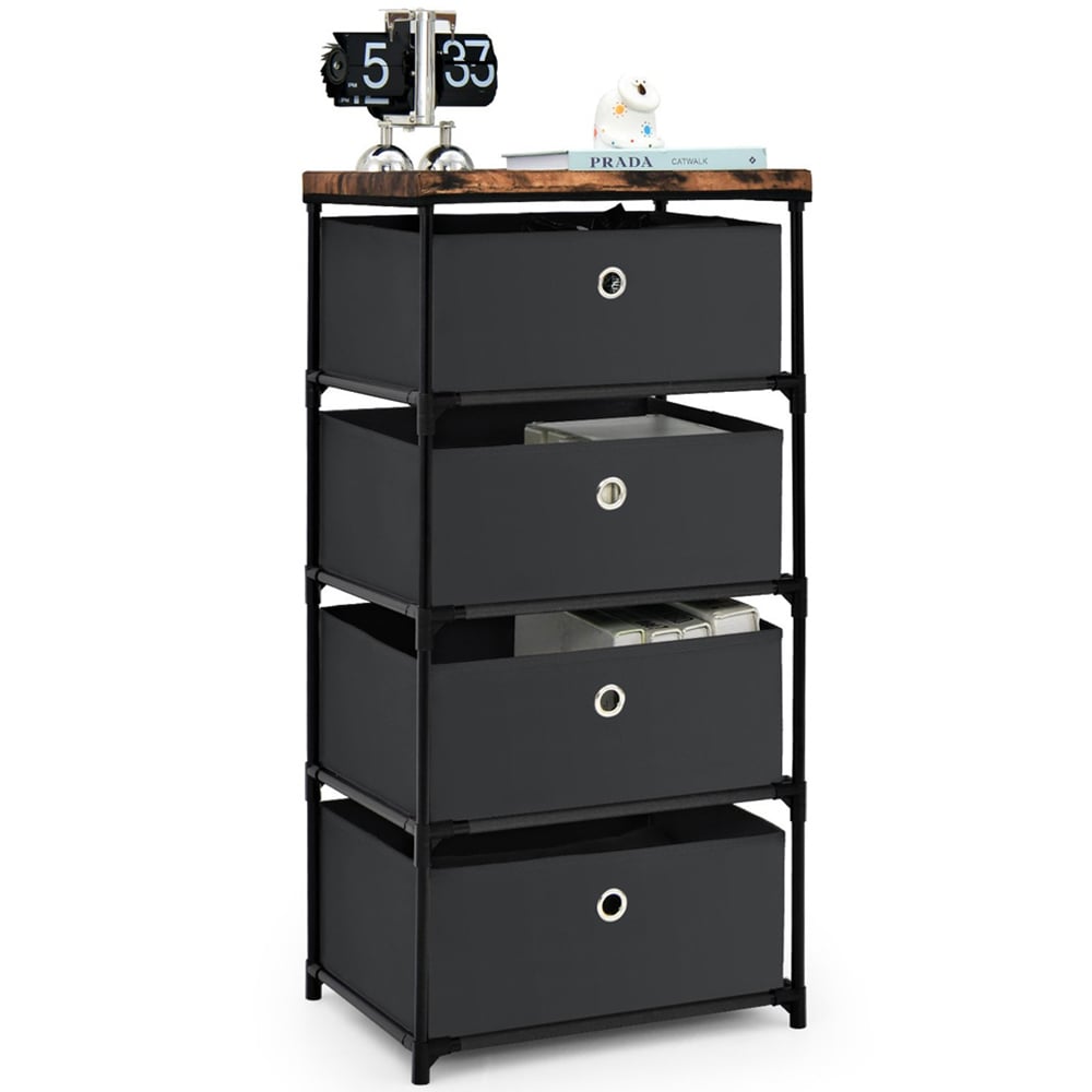 Costway 4 Drawer Black Fabric Dresser with Metal Frame Image 2