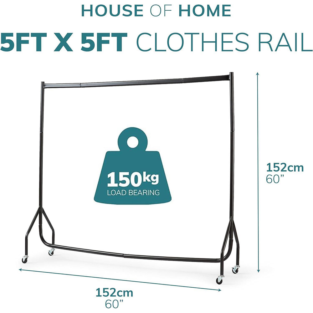 House Of Home White Heavy Duty Clothes Rail 5ft Image 5