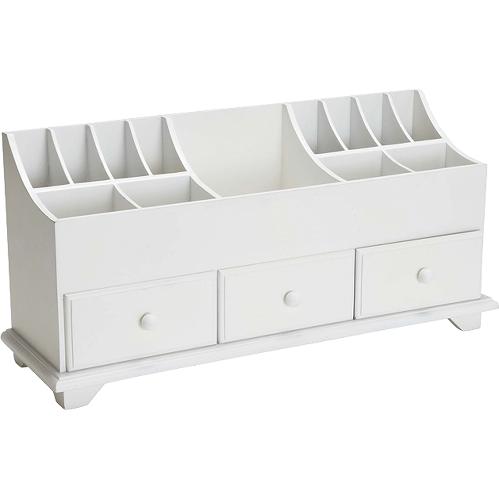 Avilo 3 Drawer 13 Shelf White Wooden Cosmetic Cabinet Image 2
