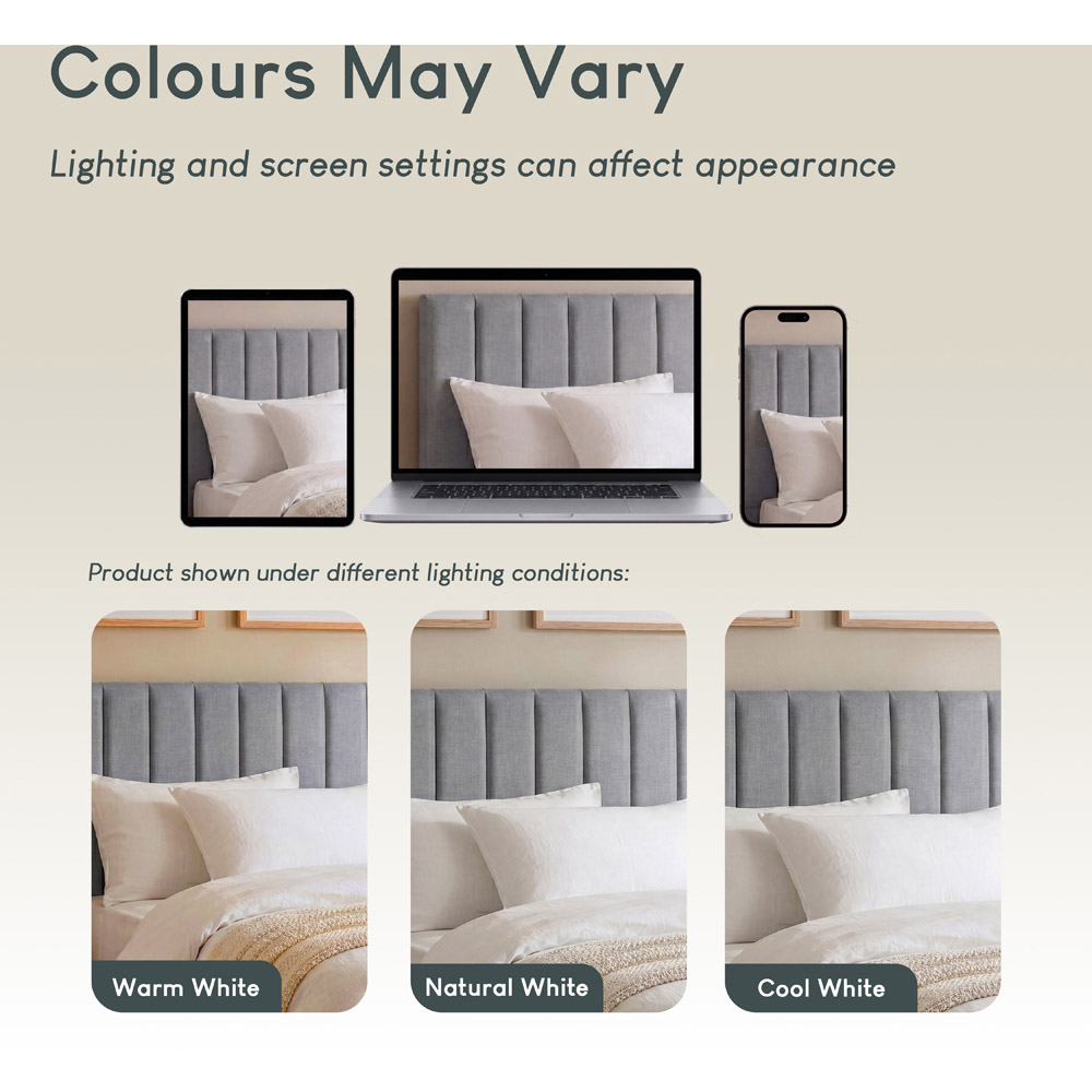 VIDA DESIGNS Vellaro Single Light Grey Linen Fabric Ottoman Bed with Headboard and Mattress Image 8