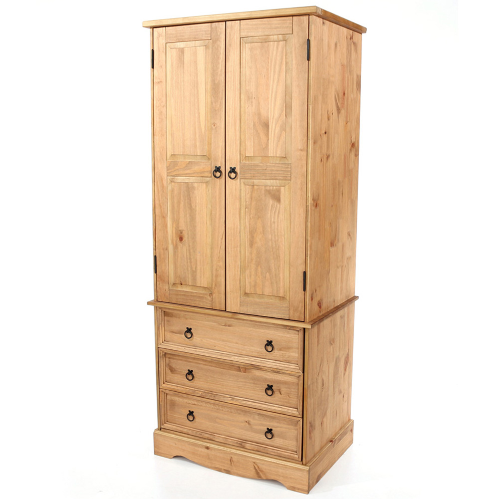 Corona 2 Door 3 Drawer Antique Wax Finish Wardrobe Image 2