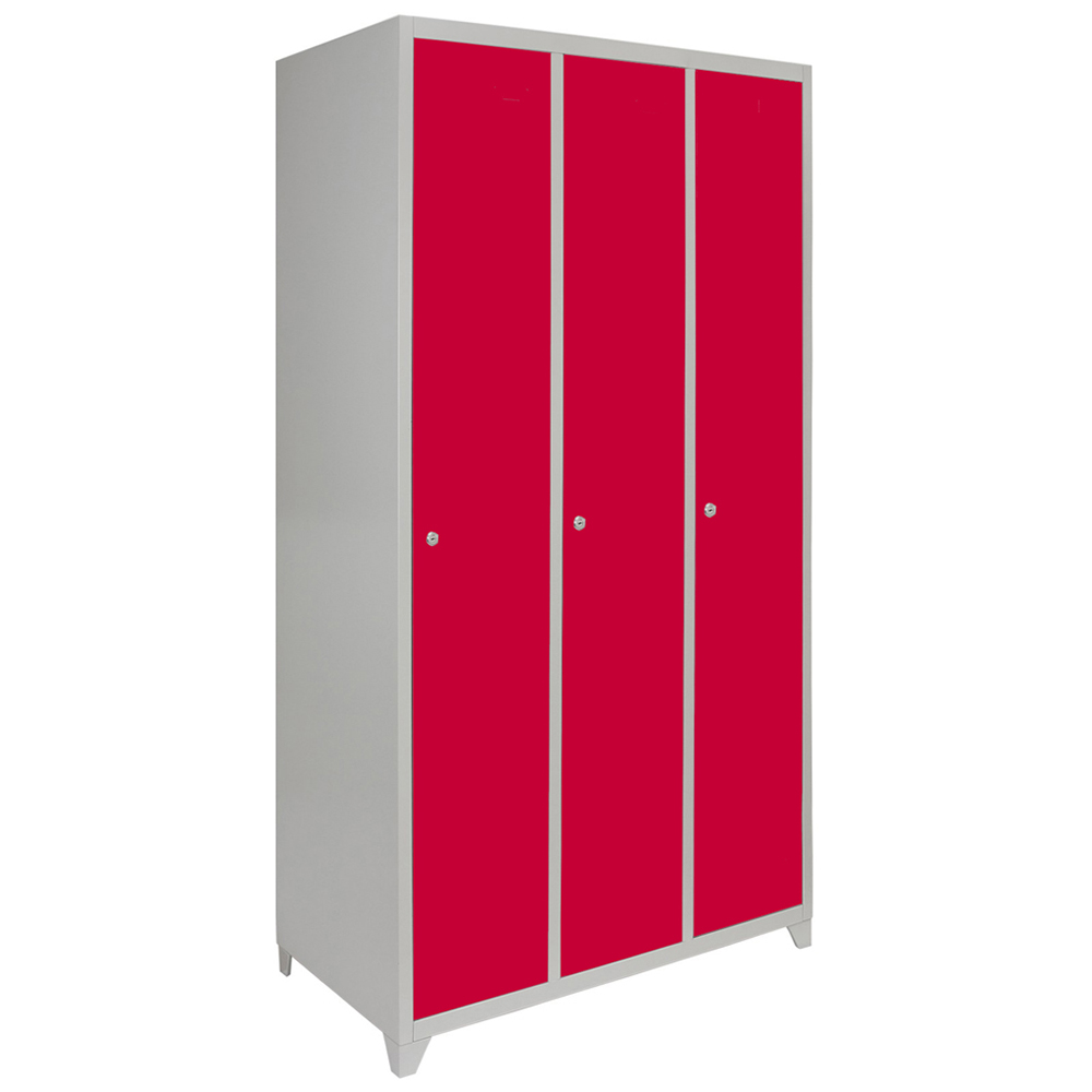 MonsterShop 3 Door Red Wide Metal Storage Locker Image 2