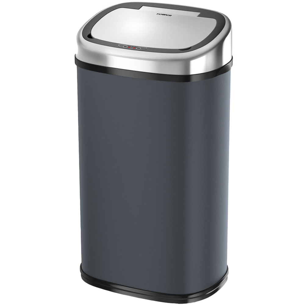 Tower Charcoal Square Sensor Bin 58L Image 1