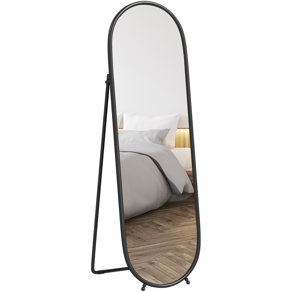 Portland Black Metal Frame Oval Full Length Mirror 160 x 40cm Image 1