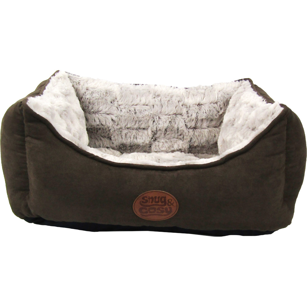 Snug & Cosy Novara Large Square Brown Dog Bed Image 1