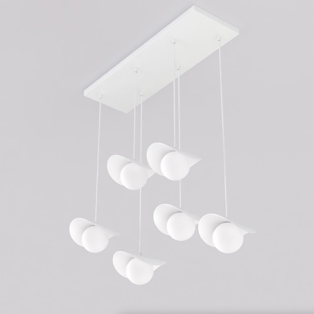 Emibig Ritual 6 Light White Shade White Pendant Lamp Image 4