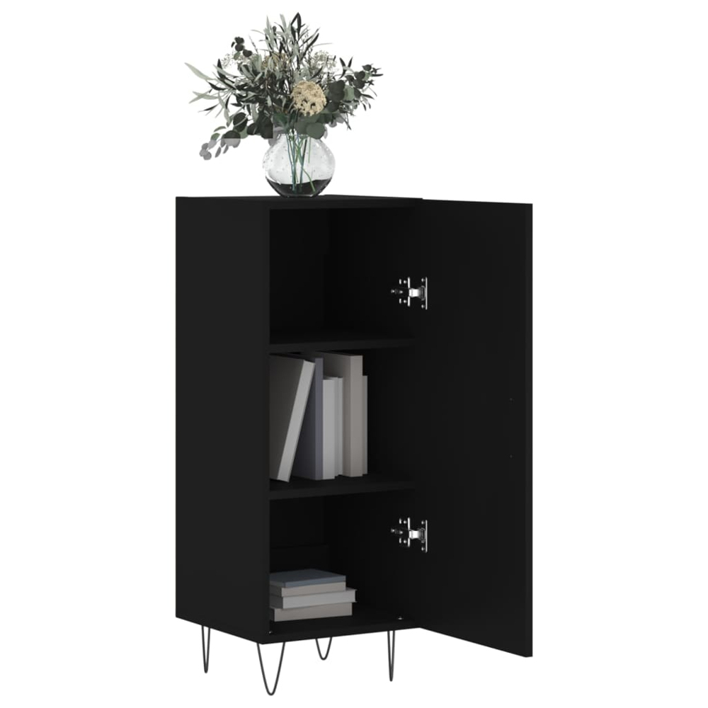vidaXL Single Door Black Wooden Sideboard Image 4