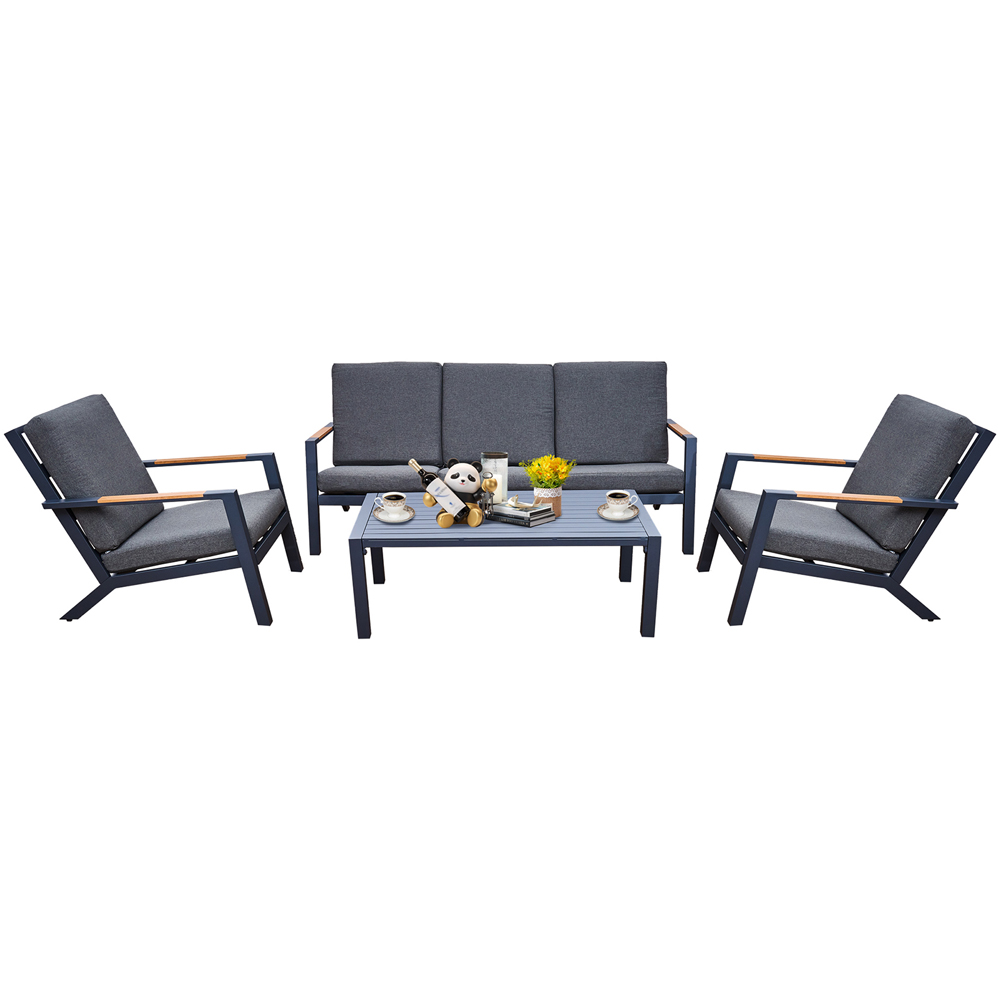 Oseasons Malibu 5 Seater Grey Aluminium Lounge Set Image 2