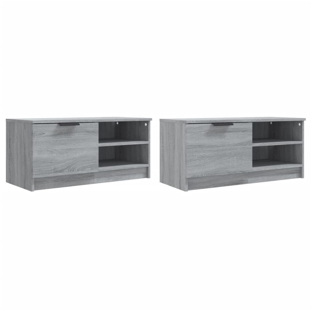 vidaXL Single Door 2 Shelf Grey Sonoma TV Cabinet Set of 2 Image 3