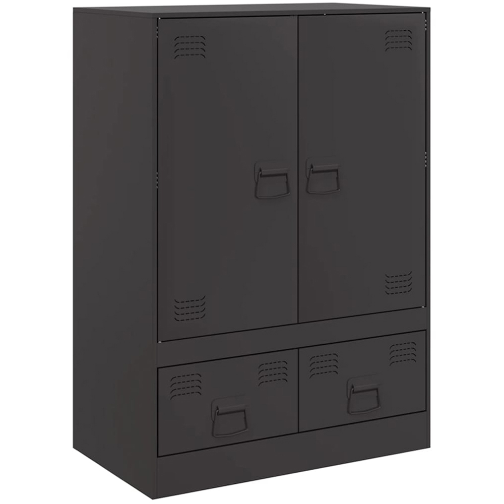vidaXL 2 Door 2 Drawer Black Steel Highboard Image 2