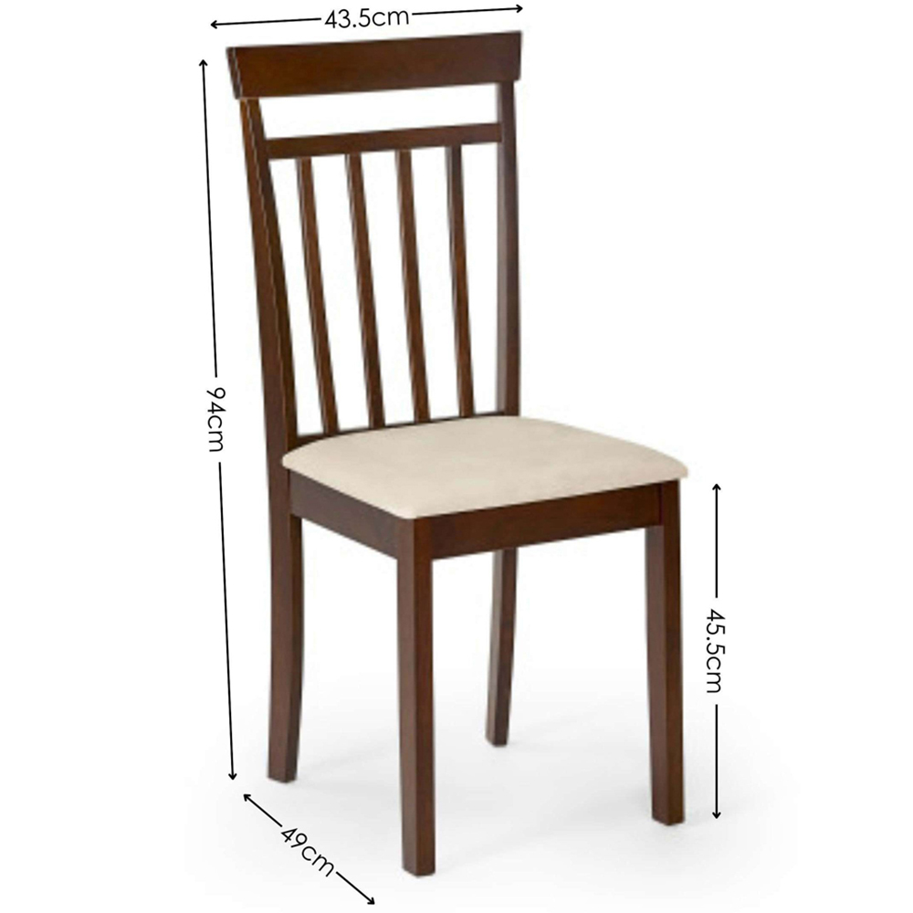 Julian Bowen Coast Set of 2 Walnut Effect Ivory Faux Suede Slatted Back Dining Chair Image 9