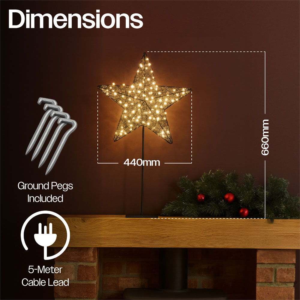 Xmas Haus Black 100 Warm White LED Star on Stand Christmas Decoration 41 x 66cm Image 6