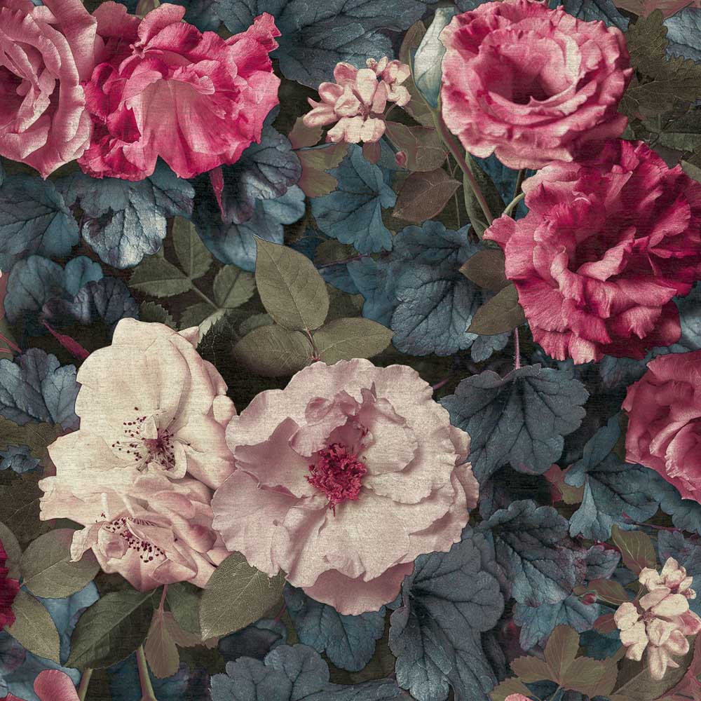 Grandeco Gramersby Vintage Rose Maxi Floral Blooms Pink Wallpaper Image 1