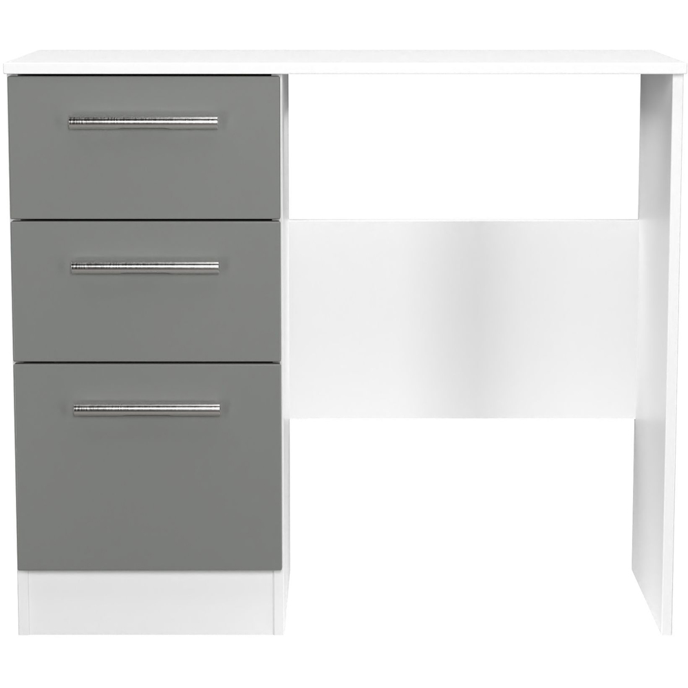 Crowndale Contrast 3 Drawer Dusk Grey and White Vanity Dressing Table Ready Assembled Image 2